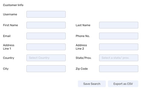 Screenshot Breadstack customer info filters
