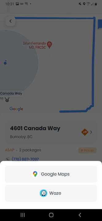 CanFleet Driver App select navigation