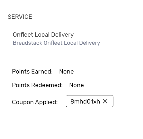 Coupon Applied to Order