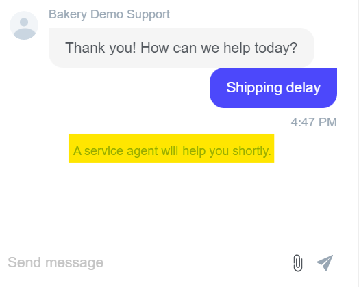 Screenshot ChatSO auto response customer end